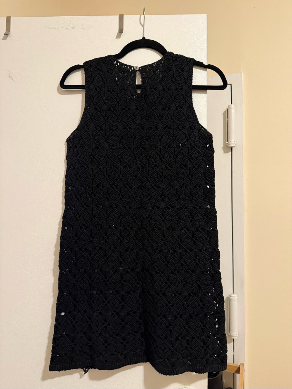 Sleeveless Black Crochet Mini Dress - Picture 2 of 6